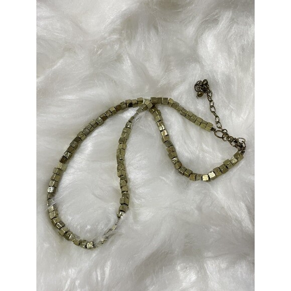 Vintage Tiny Box Cube Bead Chain Necklace Brass Metal 16” - 20” - Picture 5 of 5